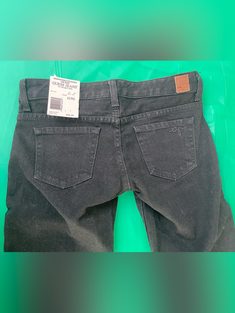 Y2K LOW RISE GUESS SKINNY JEANS BLACK NEW WITH TAGS SIZE 23 - Picture 3 of 15